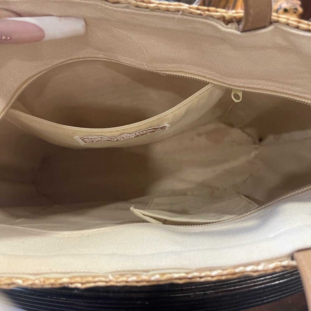 Straworld Straw Woven Beach Bag Ocean Dolphins Boat Tote​​ Coastal Grandmother - Picture 8 of 8